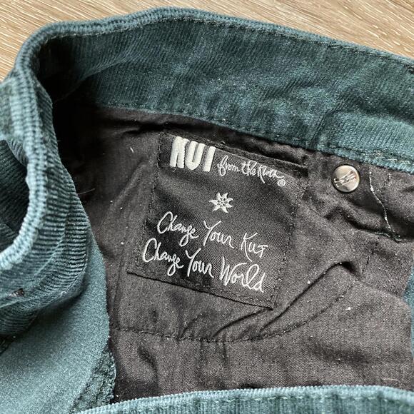 Kut from the Kloth Corduroy Pants Green Women's 6 Slim Straight Stretch Preppy - Picture 8 of 10